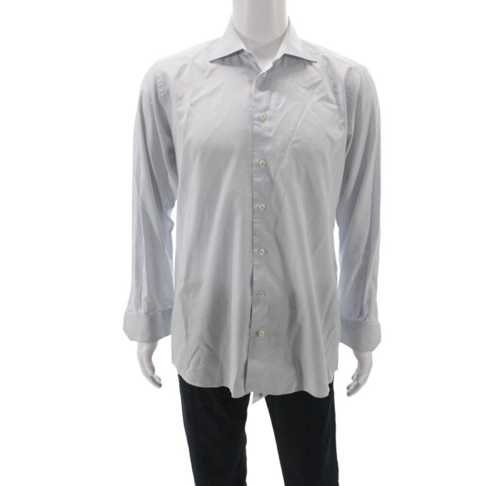 Eton Men's Long Sleeves Button Down Blue Stripe Shirt Size 42